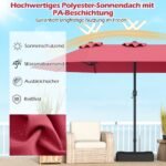 Didelis dvipusis UPF 50+ skėtis nuo saulės 470 cm (Raudona)