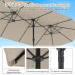 Dvigubas saulės skėtis su stovu ir UPF 50+ apsauga (Smėlio)