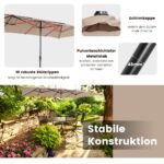 Stačiakampis dvipusis 426 cm skėtis nuo saulės (Ruda)