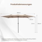 Stačiakampis dvipusis 426 cm skėtis nuo saulės (Ruda)