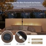Dviejų sekcijų sodo skėtis su LED apšvietimu ir rankena 400x200 cm (Ruda)