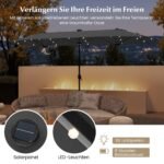 Dvigubas lauko skėtis su LED apšvietimu ir rankenėle (Pilka)