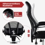 Ergonomiška biuro kėdė su kojų atrama ir reguliuojamu atlošu (Juoda)