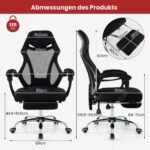 Ergonomiška biuro kėdė su kojų atrama ir reguliuojamu atlošu (Juoda)