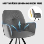 Aptrauktas 360° besisukantis valgomojo kėdžių komplektas su metalinėmis kojomis (Pilka)