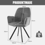 Aptrauktas 360° besisukantis valgomojo kėdžių komplektas su metalinėmis kojomis (Pilka)