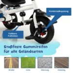 Vaikiškas triratukas su reguliuojama rankena ir stogeliu (Mėlyna)