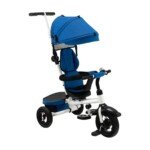 Vaikiškas triratukas su reguliuojama rankena ir stogeliu (Mėlyna)