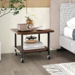 Dvipusis spausdintuvo stovas su ratukais (Rustiška ruda)