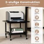Mobilus dviejų pakopų spausdintuvo stovas su ratukais (Juoda)
