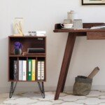 Stovas plokštelių grotuvui su penkiomis atviromis lentynomis (Kavos)