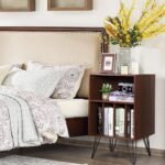 Stovas plokštelių grotuvui su penkiomis atviromis lentynomis (Kavos)