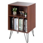 Stovas plokštelių grotuvui su penkiomis atviromis lentynomis (Kavos)