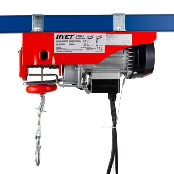 Elektrinė virvinė gervė su 18 m plieniniu trosu (Raudona)