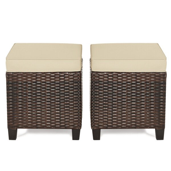 Sodo ottomanai iš PE rotango ir plieno 2 vnt (Ruda)