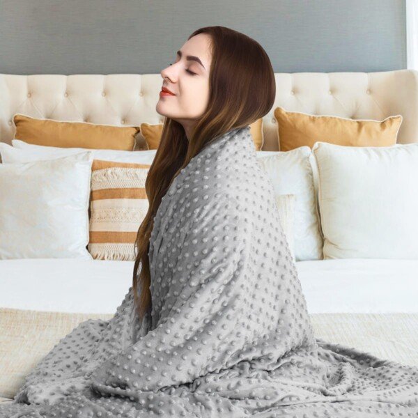Ultra-minkštas taškuotas užvalkalas svorinėms antklodėms (Pilka)