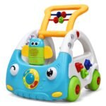 Kūdikio stumiamasis vežimėlis su muzika šviesomis ir reguliuojamu aukščiu (Mėlyna)