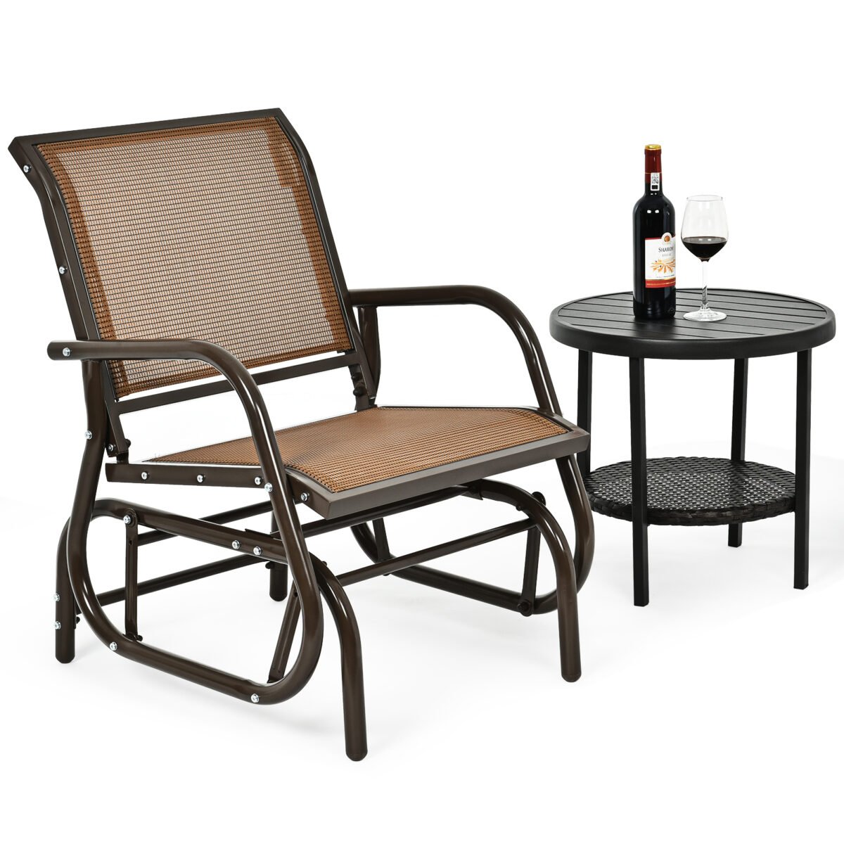 Lauko supamasis krėslas metaliniu rėmu (Ruda)