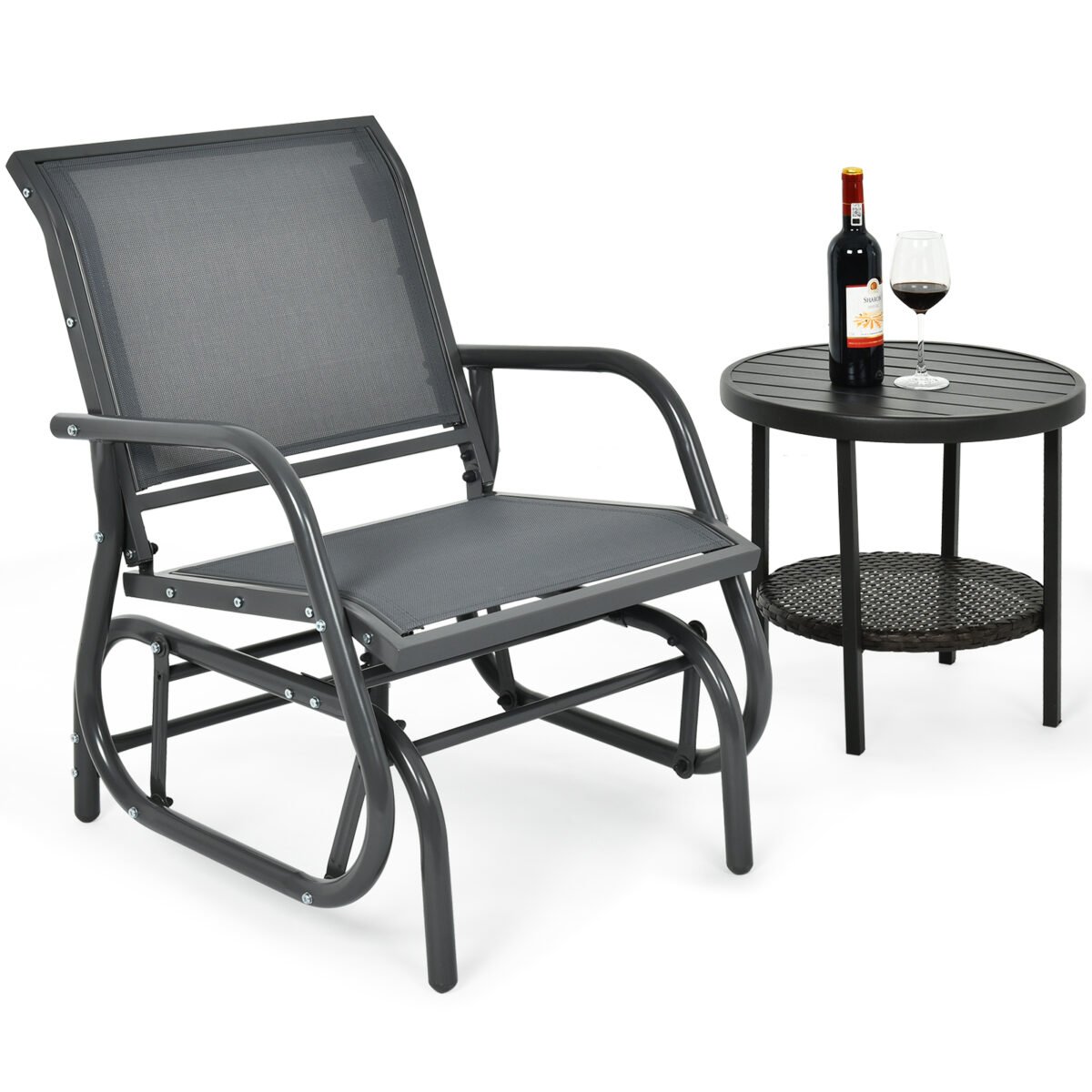 Sodo suolas supynės su metaliniu rėmu (Pilka)