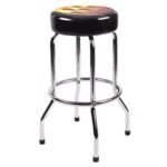 Baro kėdė su liepsnos dizainu ir pakoja (Juoda ir sidabrinė)