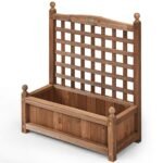 Medinis gėlių vazonas su augalų atrama (Ruda)