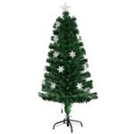 Dirbtinė Kalėdų Eglutė su LED apšvietimu ir šviesolaidžiu 120 cm (Žalia)