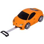 Automobilio formos vaikiškas lagaminas-troleibusas su kietu apvalkalu (Oranžinė)