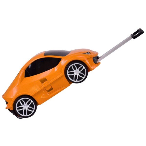 Automobilio formos vaikiškas lagaminas-troleibusas su kietu apvalkalu (Oranžinė)
