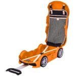 Automobilio formos vaikiškas lagaminas-troleibusas su kietu apvalkalu (Oranžinė)