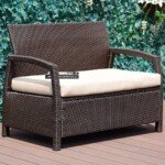 Sodo suolas iš rotango dviem žmonėms 108 x 64 x 84 cm (Ruda)