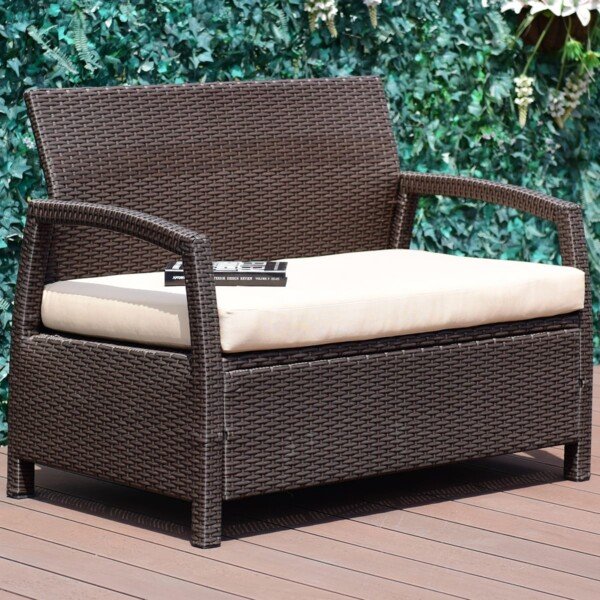 Sodo suolas iš rotango dviem žmonėms 108 x 64 x 84 cm (Ruda)