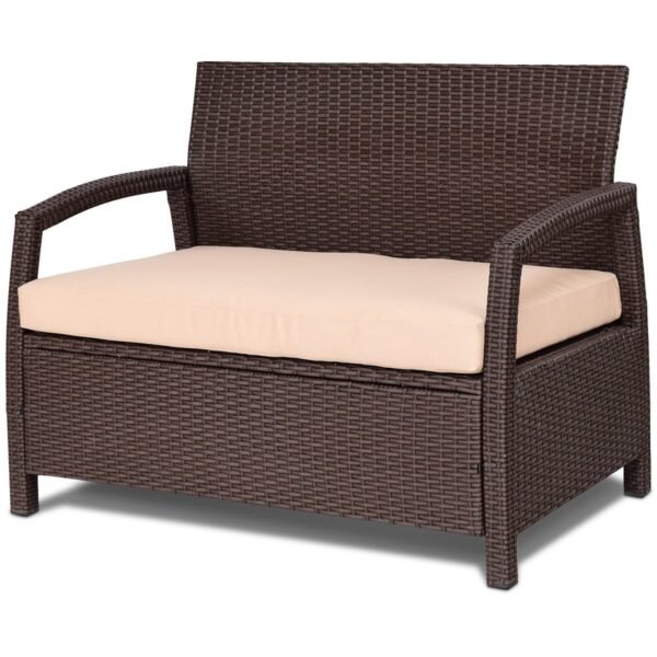 Sodo suolas iš rotango dviem žmonėms 108 x 64 x 84 cm (Ruda)