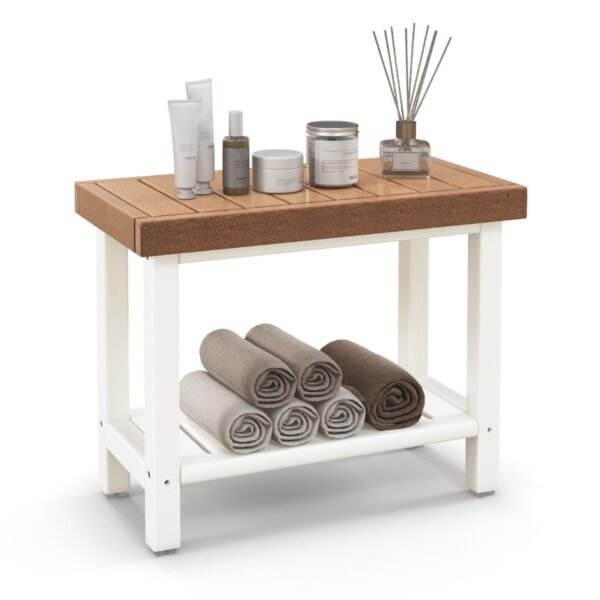 Daugiapakopis dušo suoliukas su laikymo vieta 150 kg (Balta)