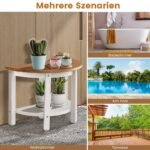 Dušo suoliukas su integruota lentyna (Balta)