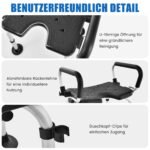 Reguliuojamo aukščio dušo kėdutė su atlošu ir porankiais (Juoda)