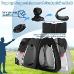 Dviguba lauko pop-up dušo palapinė 230 cm (Juoda)