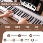 Sulankstomas skaitmeninis pianinas su 88 klavišais ir 1000 garsų instrumentų (Balta)
