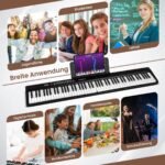 Nešiojamas 88 klavišų skaitmeninis pianinas su 1000 ritmų ir tonų (Juoda)