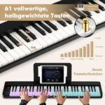 Nešiojamas skaitmeninis pianinas 61 klavišas Bluetooth (Juoda ir balta)