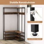Kampinis drabužių ir batų stovas su suoliuku (Rustikalinė ruda)