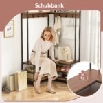 L formos kampinis rūbų stovas su suoliuku (Riešuto)