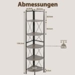 5 lygių kampinė 160 cm aukščio lentyna su metaliniu rėmu (Ąžuolo pilka)