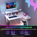 L formos žaidimų stalas su integruotu monitoriaus laikikliu ir įkrovimo stotelėmis (Balta)