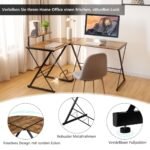 L formos kampinis rašomasis stalas su didele darbo zona (Rustikuota ruda)