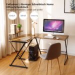 L formos kampinis rašomasis stalas su didele darbo zona (Rustikuota ruda)