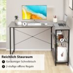 L formos kampinis rašomasis stalas su lentynomis (Pilka)