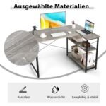 L formos kampinis rašomasis stalas su lentynomis (Pilka)