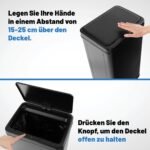 Automatinė šiukšliadėžė su judesio sensoriumi 50 L (Juoda)