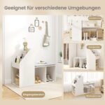 Erdvi batų spinta su nuimama sėdyne ir papildomomis lentynomis (Balta)