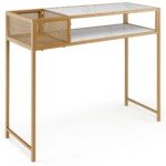 Konsolinis staliukas su laikymo krepšiu ir atviru skyriumi (Balta)